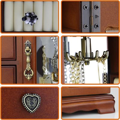 Boîte de bijoux en bois de pin de couleur 4 tiroirs en bois pour le stockage de bague et organisation de maquillage