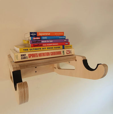 Montage murale de vélo en bois avec étagère Design de stockage multifonctionnel et intelligent