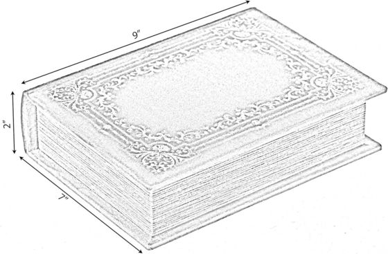 Boîte de rangement de bijoux en bois en forme de livre décoratif fait à la main avec sérigraphie/brûlé