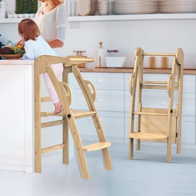 Logo personnalisé Acceptable Cuisine en bois étape Tabouret d'assistant Tour debout pour les tout-petits