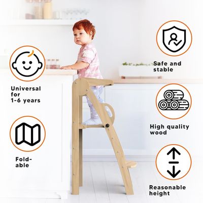 Logo personnalisé Acceptable Cuisine en bois étape Tabouret d'assistant Tour debout pour les tout-petits