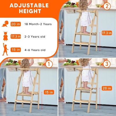 Logo personnalisé Acceptable Cuisine en bois étape Tabouret d'assistant Tour debout pour les tout-petits