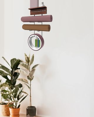 Étagères flottantes en bois support de tapis de yoga monté sur le mur pour équipement de gym à domicile et non plié