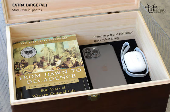 6.2*6.2*4.48 Boîte en bois personnalisée Appareils de table Boîte de souvenir pour cadeau du 5e anniversaire