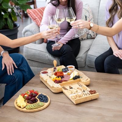 Bambous personnalisé Couleur naturelle Cheese Board et couteau Set Charcuterie Boards Set cadeau