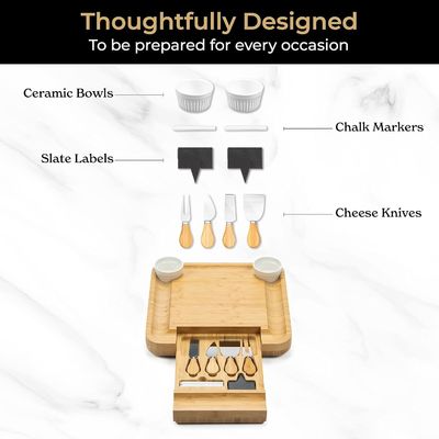 Bambous personnalisé Couleur naturelle Cheese Board et couteau Set Charcuterie Boards Set cadeau