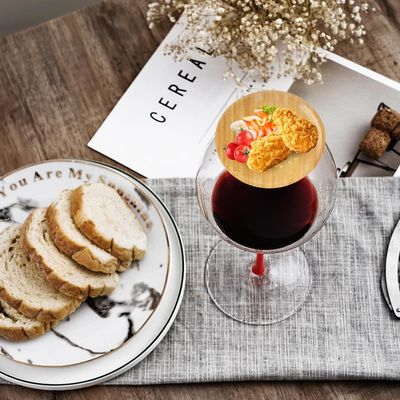 Tableau de charcuterie en verre de vin en bois, ensemble de 6 pour prévenir les éclaboussures de vin rouge
