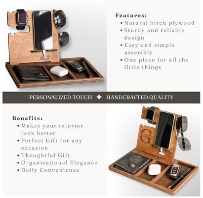 Commande personnalisée Accepté Pine Bois Couleur téléphone portable Stand Montre Portefeuille Porte-clés