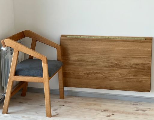 202407 Bureau mural en chêne Bureau de travail pliable pour bureau à domicile Impression de bureaux