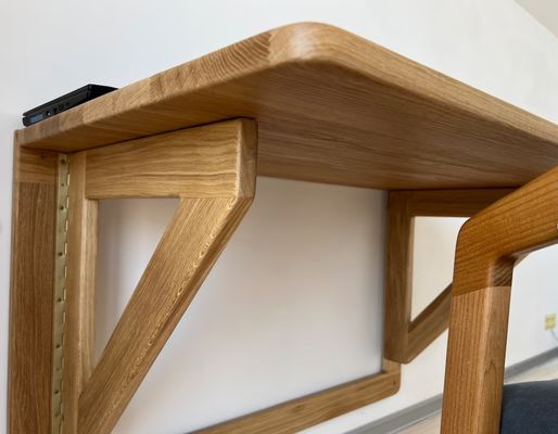 202407 Bureau mural en chêne Bureau de travail pliable pour bureau à domicile Impression de bureaux