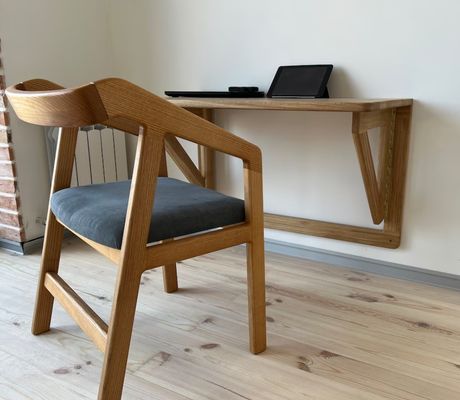 202407 Bureau mural en chêne Bureau de travail pliable pour bureau à domicile Impression de bureaux