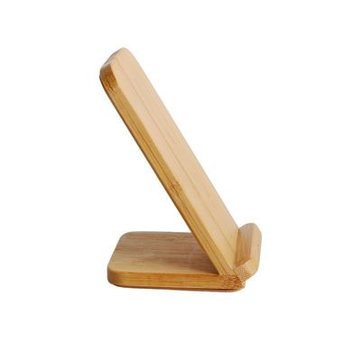 Couleur bois personnalisé Bambou naturel Charge sans fil 10W Support téléphonique avec emballage du courrier