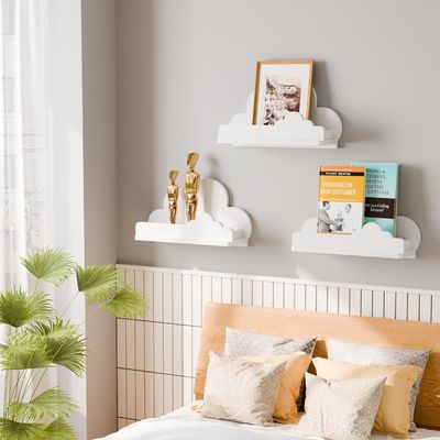 Étagère en bois blanche faite à la main Étagère murale décorative