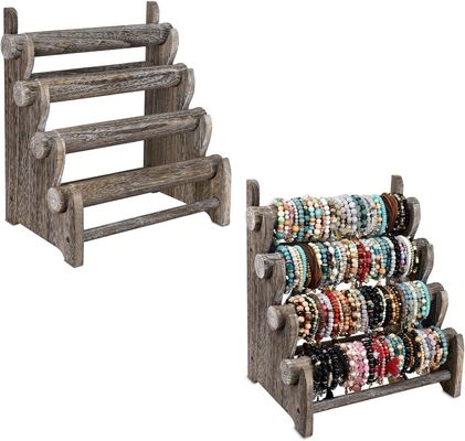 En bois 4 étages de bijoux bracelet affichage Stand organisateur Porteur de stockage à domicile 12 W x 9 D x 14 H