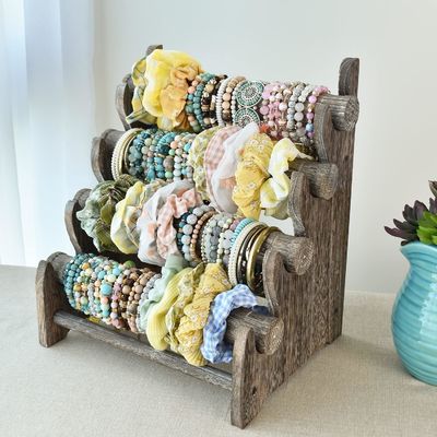 En bois 4 étages de bijoux bracelet affichage Stand organisateur Porteur de stockage à domicile 12 W x 9 D x 14 H