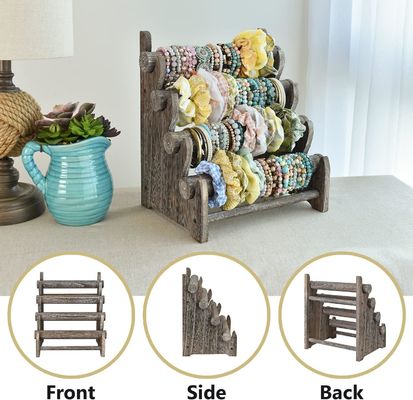 En bois 4 étages de bijoux bracelet affichage Stand organisateur Porteur de stockage à domicile 12 W x 9 D x 14 H