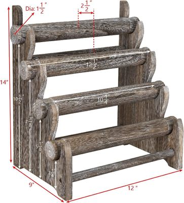 En bois 4 étages de bijoux bracelet affichage Stand organisateur Porteur de stockage à domicile 12 W x 9 D x 14 H