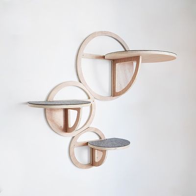 Étagères pour chats en bois montées sur le mur Ensemble de 3 maisons de chats durables pour chats en contreplaqué de pin