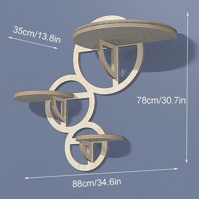 Étagères pour chats en bois montées sur le mur Ensemble de 3 maisons de chats durables pour chats en contreplaqué de pin