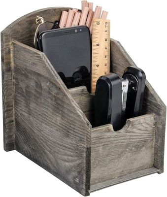 Étagère de stockage de fournitures de bureau Cadre de télécommande en bois Organisateur de médias de style rustique