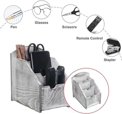 Étagère de stockage de fournitures de bureau Cadre de télécommande en bois Organisateur de médias de style rustique