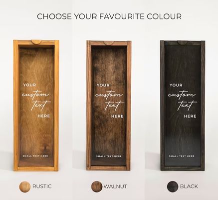 Boîte de vin en bois rectangulaire gravée boîte de bouteille personnalisée idée de cadeau d'anniversaire unique