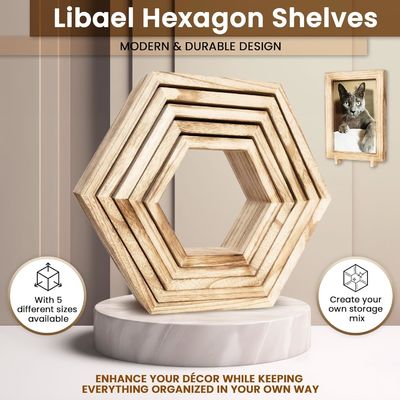 Ensemble de 5 étagères flottantes hexagonales avec conception personnalisée et cadre photo