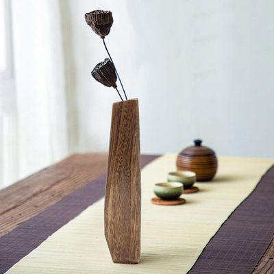 Décoration intérieure Vase en bois avec conception artisanale et porte-verre de couleur pure