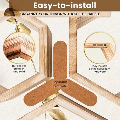 Ensemble de 5 étagères flottantes hexagonales avec conception personnalisée et cadre photo