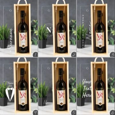 Boîte à vin en bois faite à la main avec gravure laser personnalisée et couvercle coulissant personnalisé