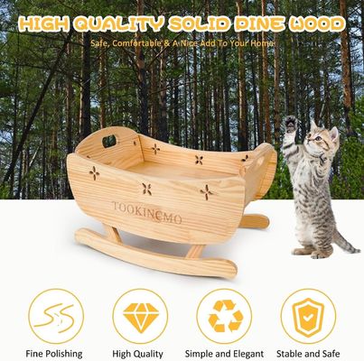 Lit de chat en bois surélevé avec tapis souple amovible lit à bascule lit surélevé pour chien