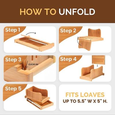 Tâcheuse de pain de bois pour le ménage avec couteau 3 options d'épaisseur Outil de découpe de bambou pliable