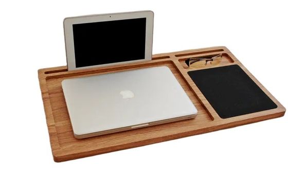 Plateau d'ordinateur en bois portable support de chêne non pliable avec le pad de souris et le poste de travail