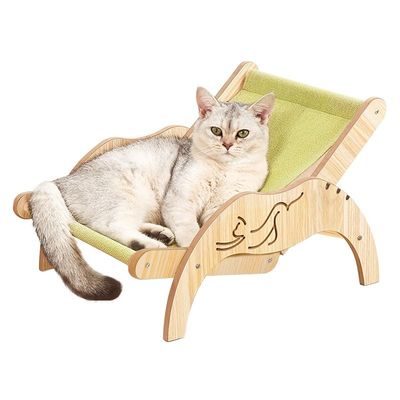 202407 Couchette de chat confortable à l'intérieur Chaise de chat en bois réglable à gravure laser