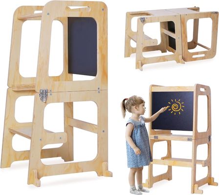 Logo personnalisé Acceptable en bois bébé hauteur réglable Tour d'aide pour l'apprentissage de la cuisine