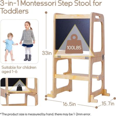 Logo personnalisé Acceptable en bois bébé hauteur réglable Tour d'aide pour l'apprentissage de la cuisine
