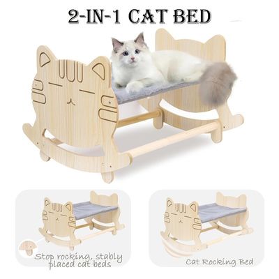 Hammock pour chat avec deux couvercles amovibles et cadre en bois soulevé Logo personnalisé acceptable