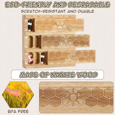 Compact en bois organisateur de pilules hebdomadaire porte-pilule distributeur quotidien distributeur de pilules triateur de pilules récipients