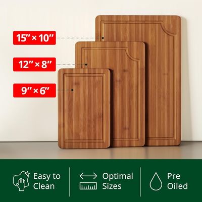 Extra Large 3 Pcs bois artisanal planches de coupe pour la cuisine Préparation des repas Carré 16 x 1,8 x 12 pouces