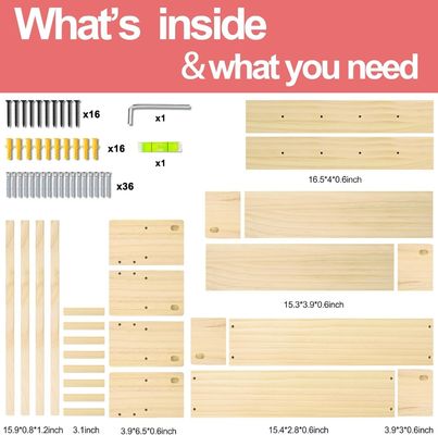 Crochets en bois étagère en bois naturel étagères montées sur le mur pour le stockage de la décoration de la crèche