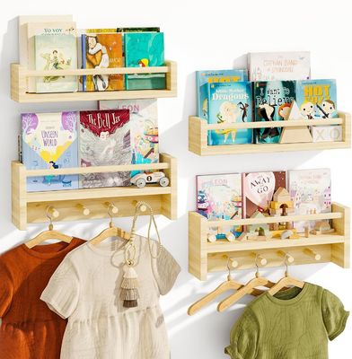 Crochets en bois étagère en bois naturel étagères montées sur le mur pour le stockage de la décoration de la crèche