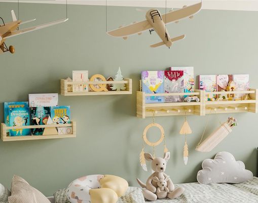 Crochets en bois étagère en bois naturel étagères montées sur le mur pour le stockage de la décoration de la crèche