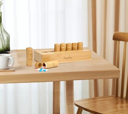 Casque de pilule de conception écologique pour vitamines pilules et suppléments dans une boîte en bambou