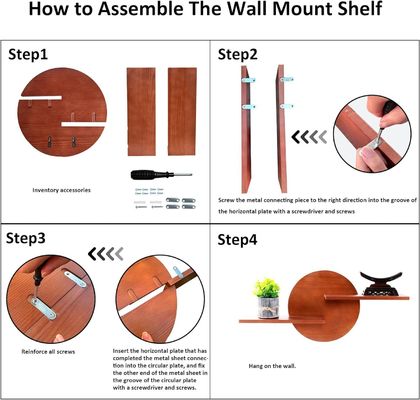 Étagère non pliable Affichage décoratif rond Monture murale Étagère suspendue Étagères en grande quantité