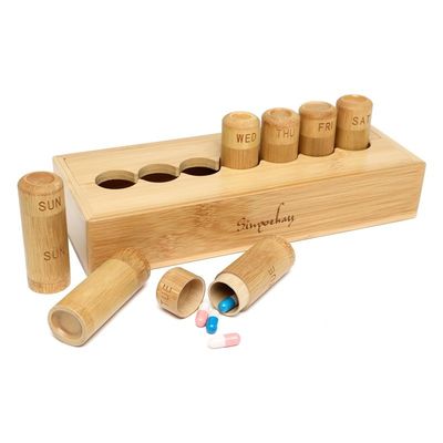 Casque de pilule de conception écologique pour vitamines pilules et suppléments dans une boîte en bambou