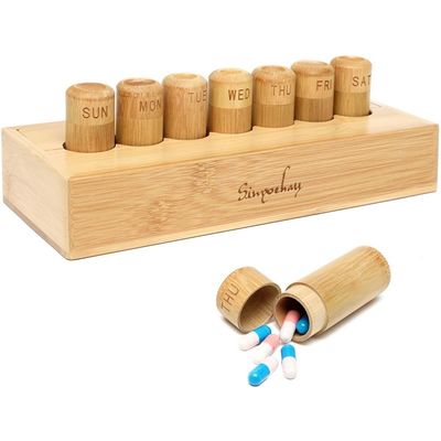 Casque de pilule de conception écologique pour vitamines pilules et suppléments dans une boîte en bambou