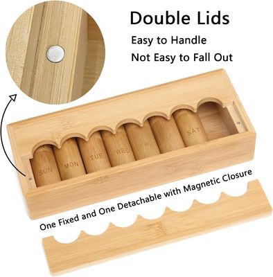 Casque de pilule de conception écologique pour vitamines pilules et suppléments dans une boîte en bambou