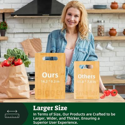 Planche de coupe de bambou personnalisée avec poignée et fonction de conservation de l'huile durable