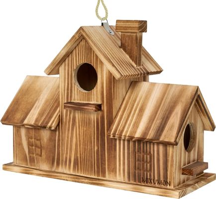 Maison d'oiseaux en bois extérieur à 3 trous faite à la main à partir de bois pour l'habitat du jardin