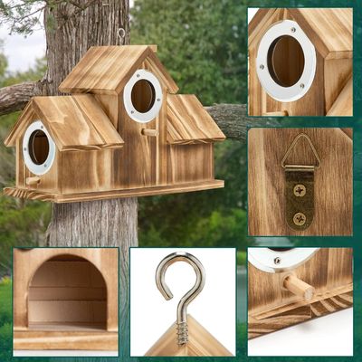 Logo Personnalisé Logo Acceptable Maison d'oiseaux en bois naturel pour le jardin